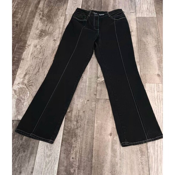 Retro Y2K Black High Rise Jean Women Sz 8 Rocky  Western Bill Blass Vintage Boho - Picture 3 of 8